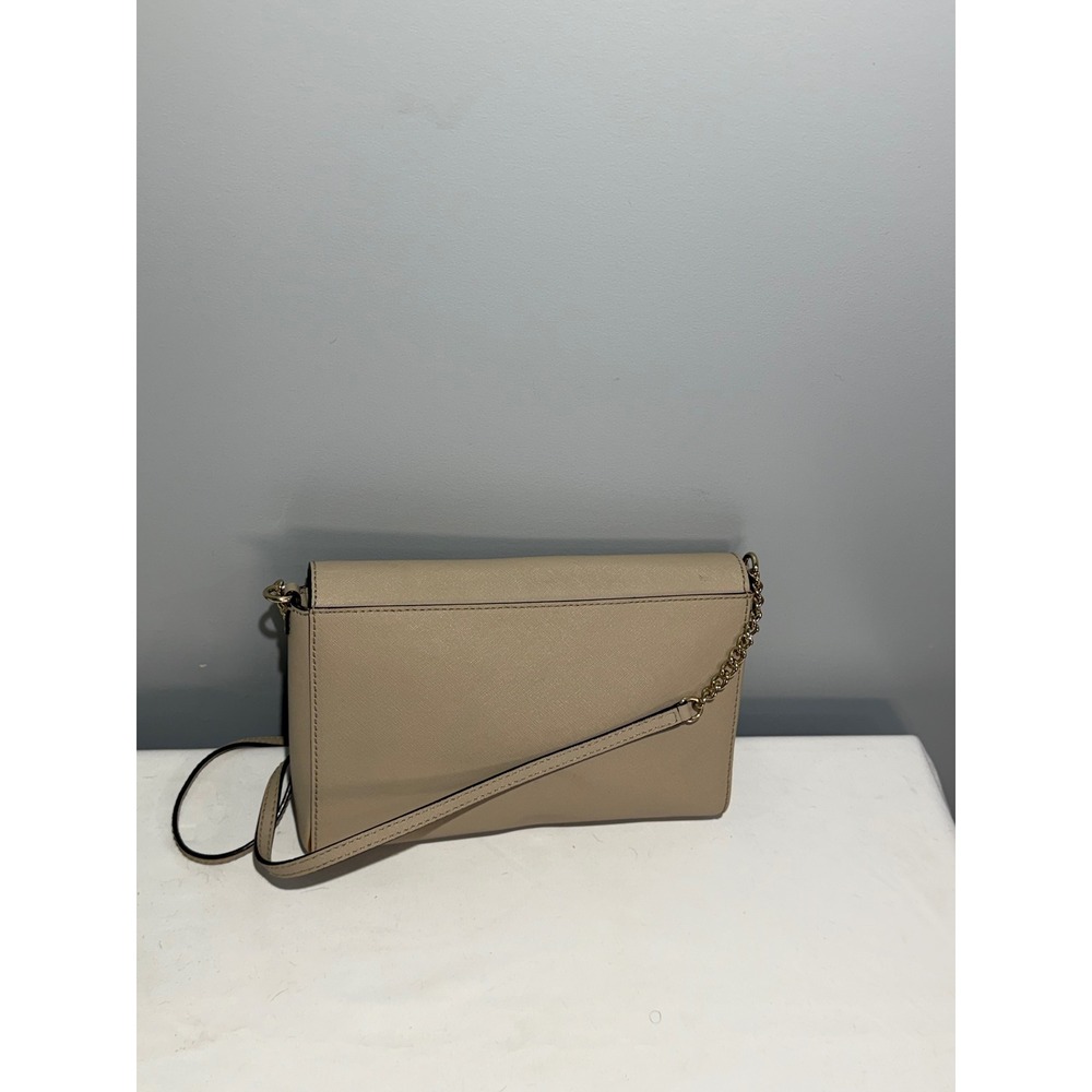 Kate Spade New York Beige Saffiano Leather Crossbody Bag Gold Chain Strap - Picture 4 of 11